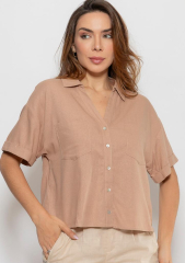 Camisa D/linho Manga Curta Fem.